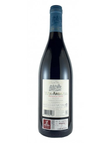 Viña Ardanza Tinto Reserva contra-etiqueta