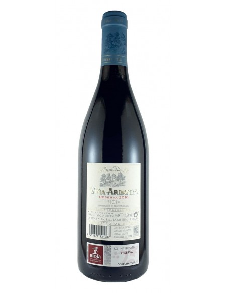 Viña Ardanza Tinto Reserva contra-etiqueta