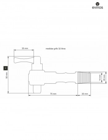 Grifo de latón para barril de 32 Litros medidas 2