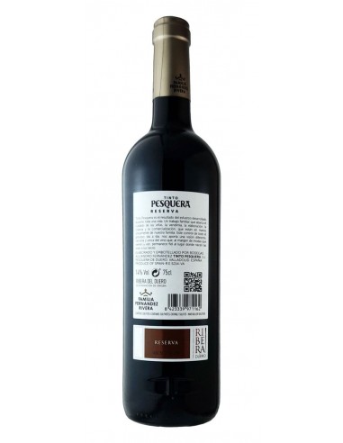 Pesquera Tinto Reserva contra etiqueta