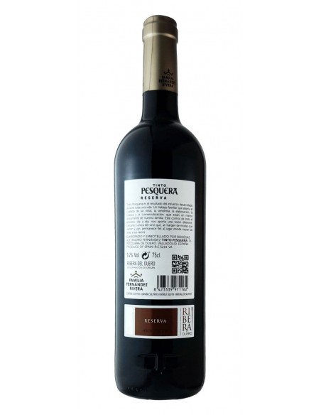 Pesquera Tinto Reserva contra etiqueta