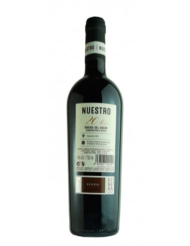 Nuestro 20 Meses tinto reserva contra-etiqueta